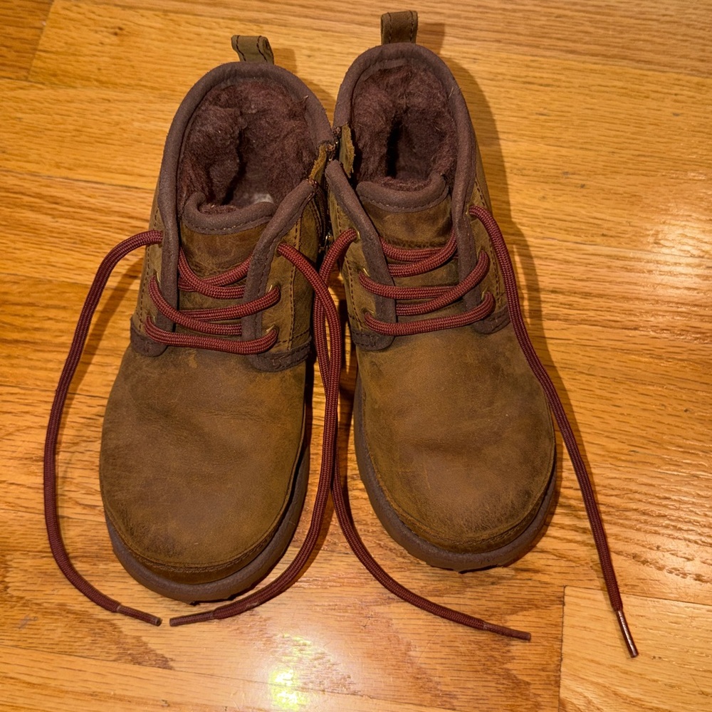 UGG Kids Brown Boots with Red Laces